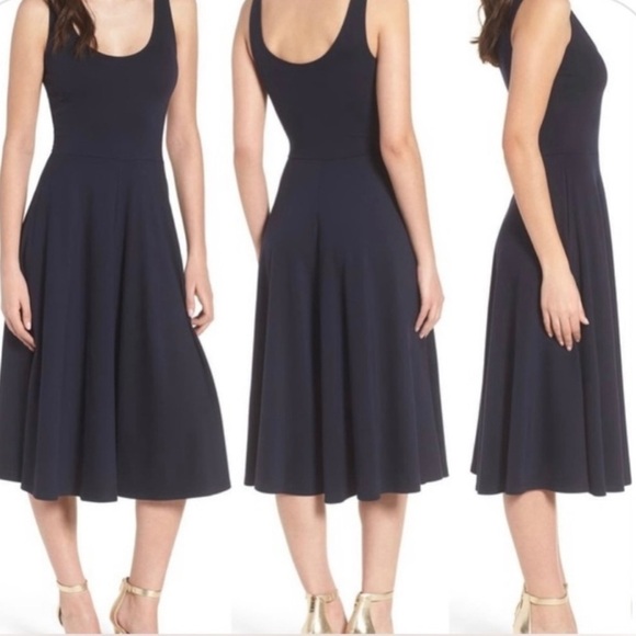 Leith Black Stretch Knit Midi Fit & Flare Sleeveless woman’s Dress size M - Picture 11 of 11